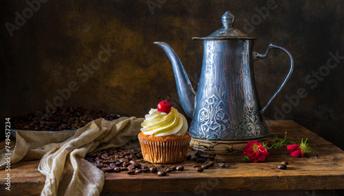 Cupcake and a coffee photo