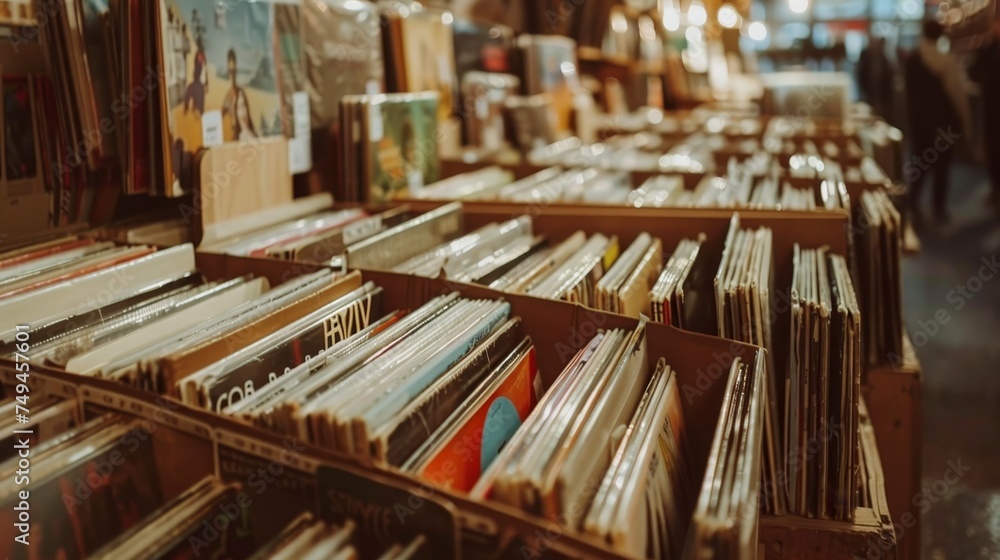 An old-fashioned record store with vinyl records