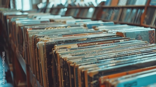 An old-fashioned record store with vinyl records photo