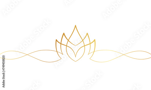 Lotus line art style with gold color. vesak day vector illustration