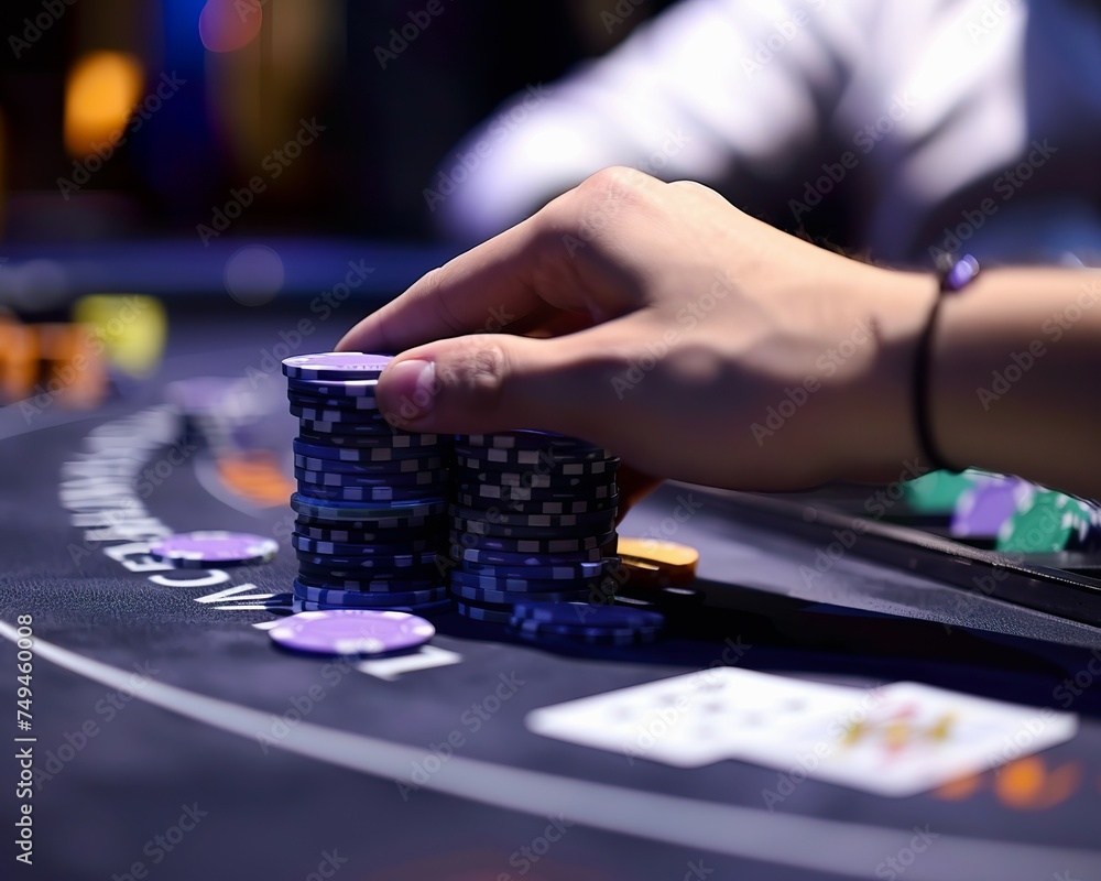 Fototapeta premium Blackjack strategy at play decisions on hit or stand table united against the dealers hand