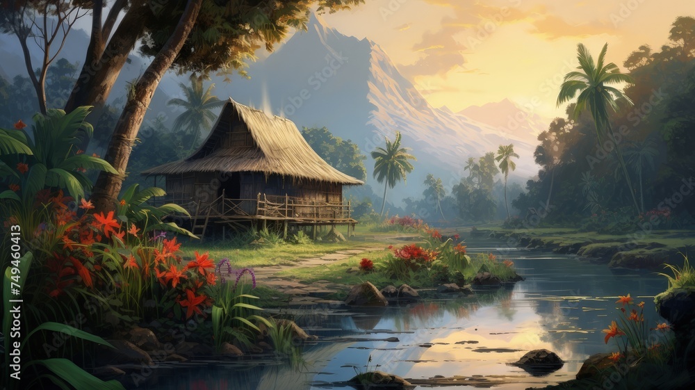 Fototapeta premium Digital art design realistic depiction scenery