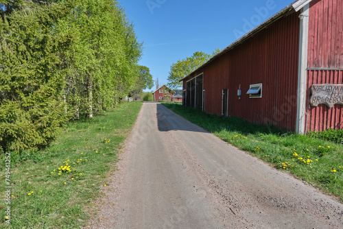 Farm on a sunny day in spring in Skaraborg Sweden