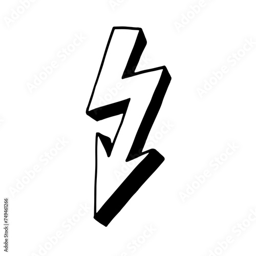 Zipper hand-drawing outline doodle. Element Isolated on a white background. Stock vector illustration.