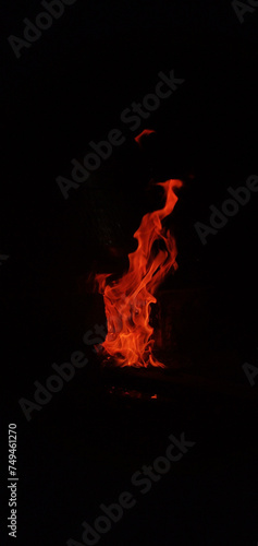 High flames with dark background