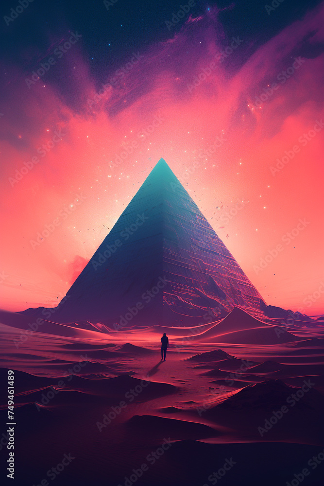 Abstract background of pyramid at dune desert wallpaper