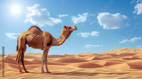 cute camel on the desert background