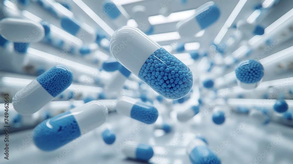 white and blue capsule pills natalikp Foto Poster Wandbilder bei EuroPosters