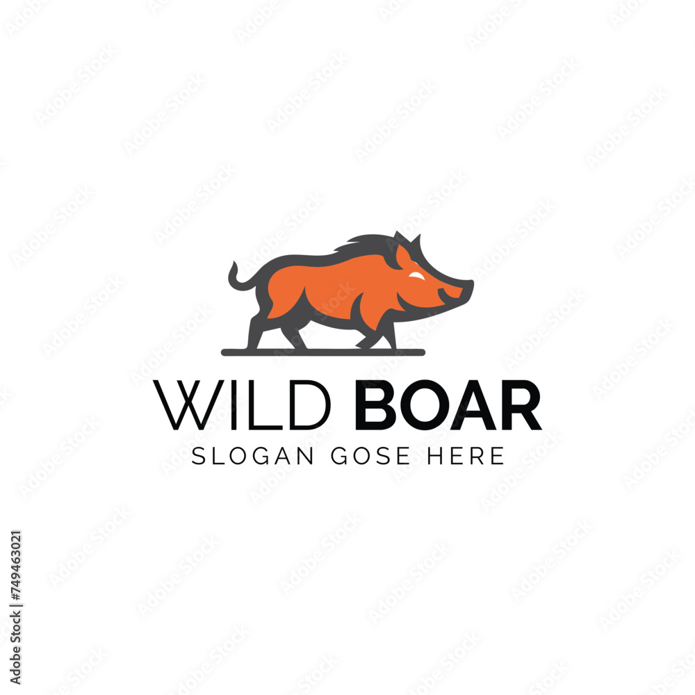 Dynamic Wild Boar Logo Showcasing Strength and Agility for Brand Identity