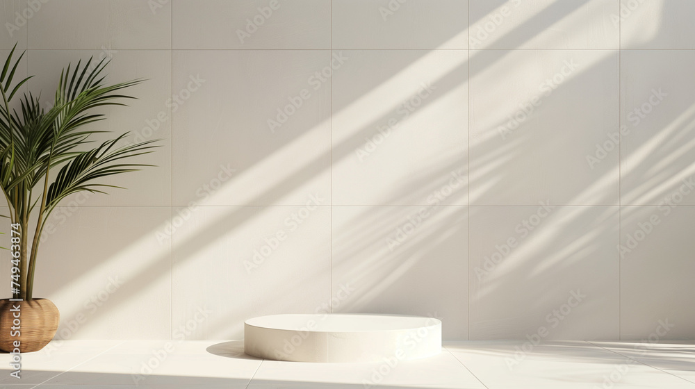 minimal podium/platform for product photos, white minimal styling, studio shoot minimal podium/platform for product photos, white minimal styling, studio shoot