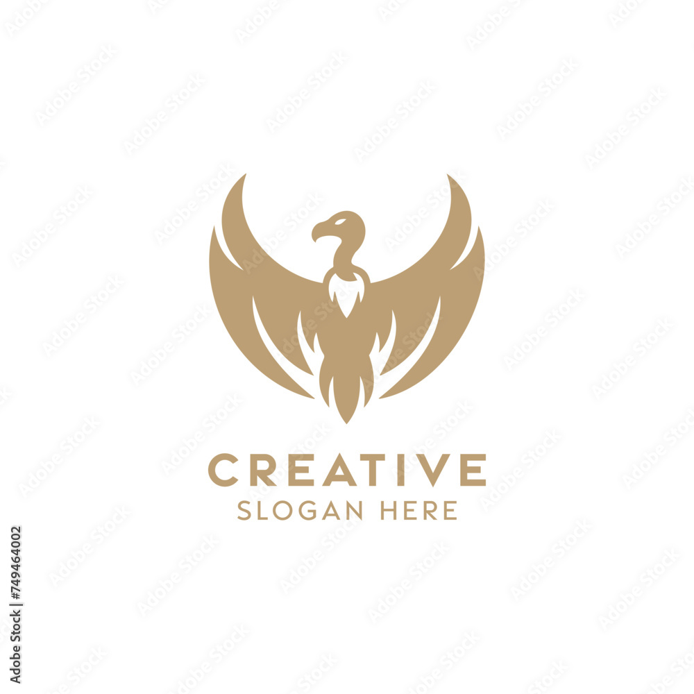 Elegant Golden Phoenix Logo Representing Creativity and Rebirth