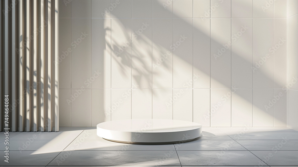 minimal podium/platform for product photos, white minimal styling, studio shoot minimal podium/platform for product photos, white minimal styling, studio shoot