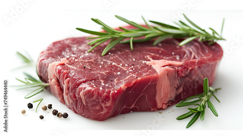 fresh raw beef steak isolated on white background,  generative ai