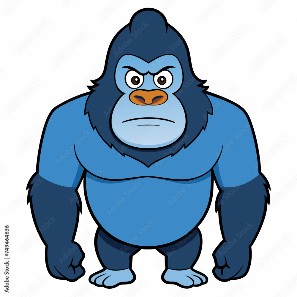 Fototapeta premium Silverback Gorilla Sitting Isolated On White Background 