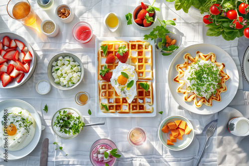 A table with a variety of fruits and desserts