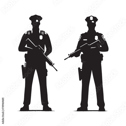 A Beacon of Hope: A Helpful Police Silhouette Offering Assistance - Police Illustration - Police Vector  © Vista