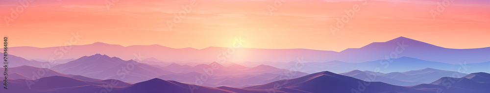 Warm Sunset Glow on Rugged Mountain Tops