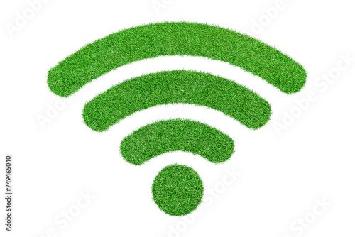 Wi-fi icon covered of green grass isolated on transparent background. PNG File photo