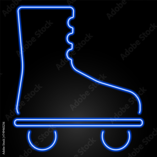 rollers neon sign, modern glowing banner design, colorful modern design trend on black background. Vector illustration.