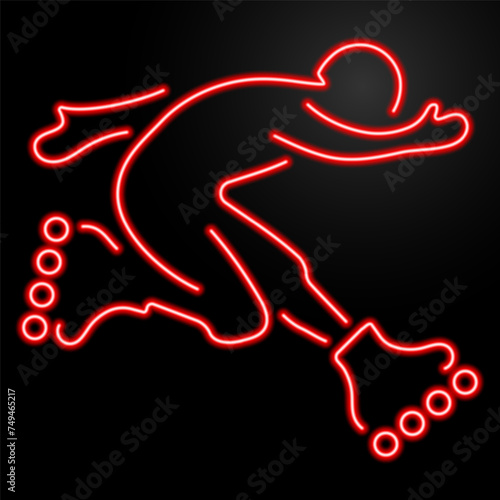 rollers neon sign, modern glowing banner design, colorful modern design trend on black background. Vector illustration.