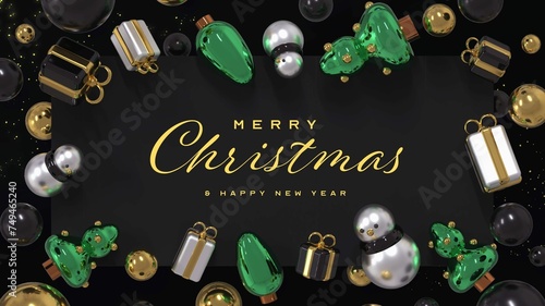 Beautiful Realistic Christmas Banner Template With 3D Floating Elements 3