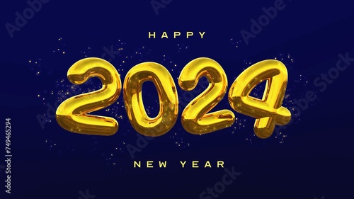 Beautiful Realistic Happy New Year 2024 Banner Template With 3D Elements 22