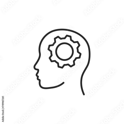 Logical reasoning icon. Cognition and intellect simple line icon isolated on white background. Vector illustration