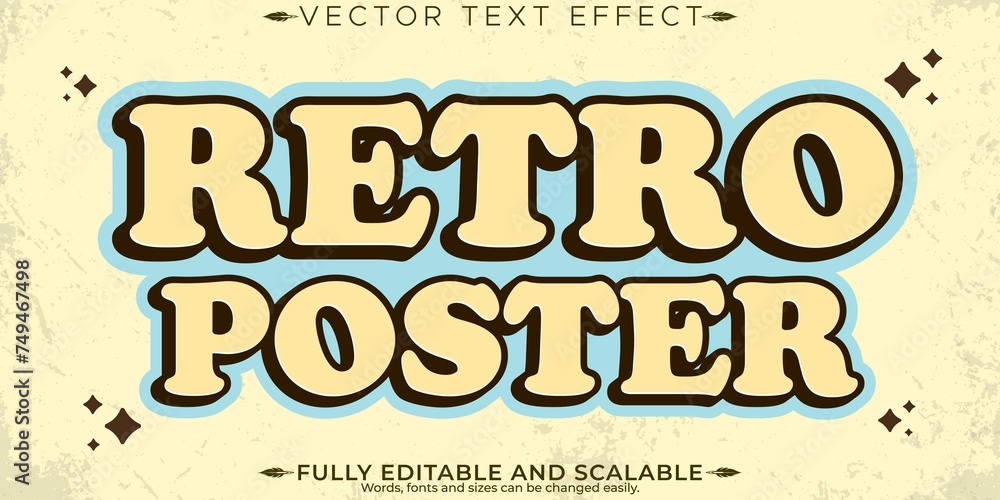 Fototapeta premium Retro Vintage Text Effect Editable 70s 80s Text Style 20