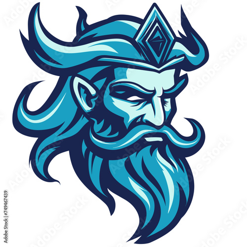Bearded man god Poseidon esport vector logotype, logo Poseidon, icon Poseidon, sticker Poseidon, symbol Poseidon, emblem Poseidon photo