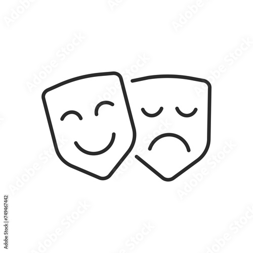 Emotions icon. Theather or masquerade, acting simple line icon isolated on white background. Vector illustration