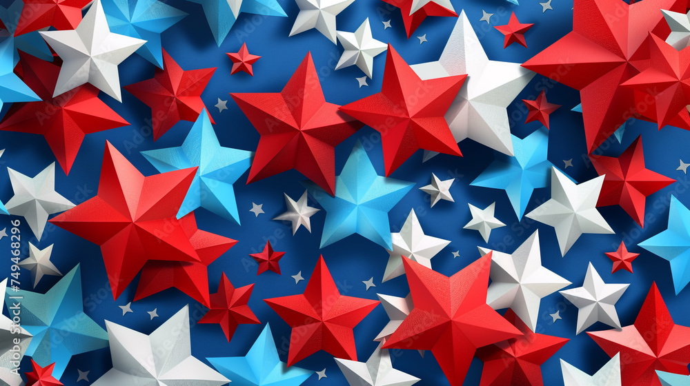 Beautiful USA patriotic banner design with 3d elements, stars and stripes. Beautiful USA patriotic banner design with 3d elements, stars and stripes.