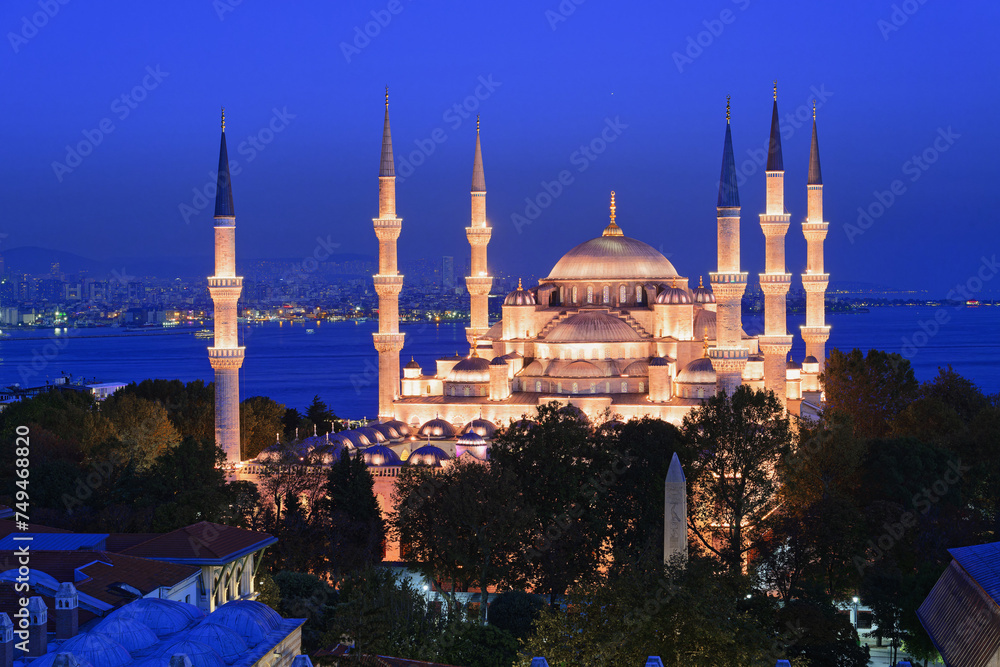 Blue hour over Sultan Ahmet Mosque, Istanbul, Turkey