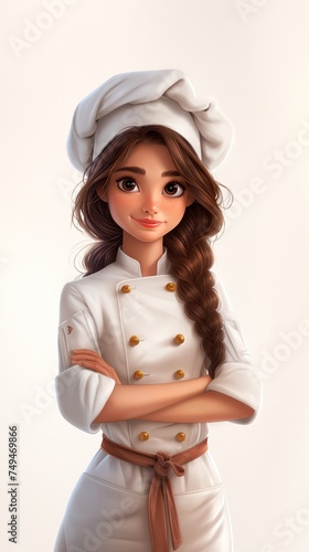 3d character girl cook on a white background. Generative AI