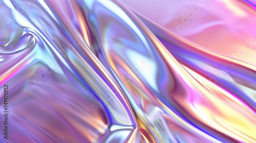 Holographic abstract iridescent 3D shapes,