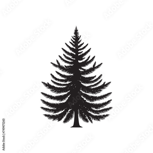 Verdant Silhouette of a Lush Fin Tree Teeming with Life - Fin Tree Illustration - Fin Tree Vector 