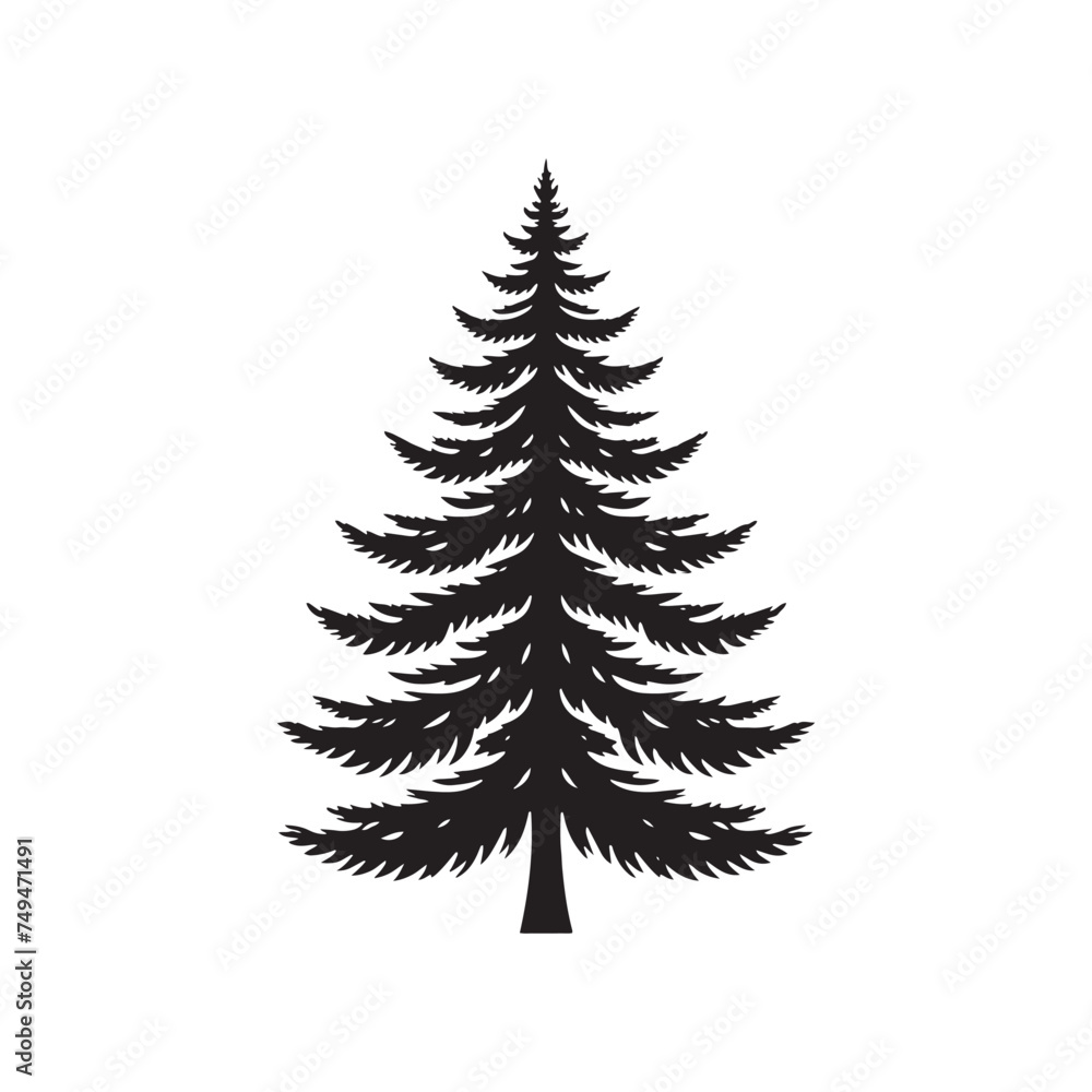 Towering Fin Tree Silhouette: Embracing the Beauty of Nature's Architecture - Illustration of Fin Tree - Vector of Fin Tree - Silhouette of Fin Tree
