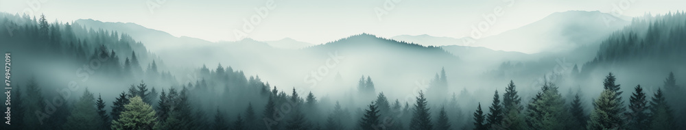 Misty Forest Dawn: Serenity Amongst the Pines
