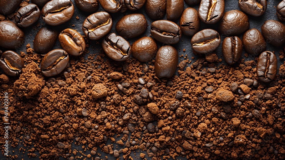 Coffee beans on rustic backdrop. Coffee beans on rustic backdrop.
