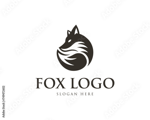 Fox silhouette animal mascot logo design template vector illustration.