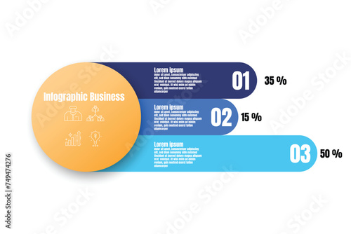 Infographic template for business information presentation. Vector square and icon elements. Modern workflow diagrams. Report plan 3 topics
