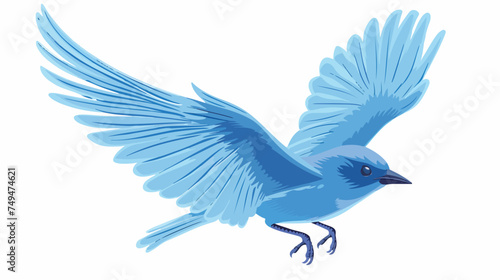 Blue bird flying design over white isolated on white © zoni