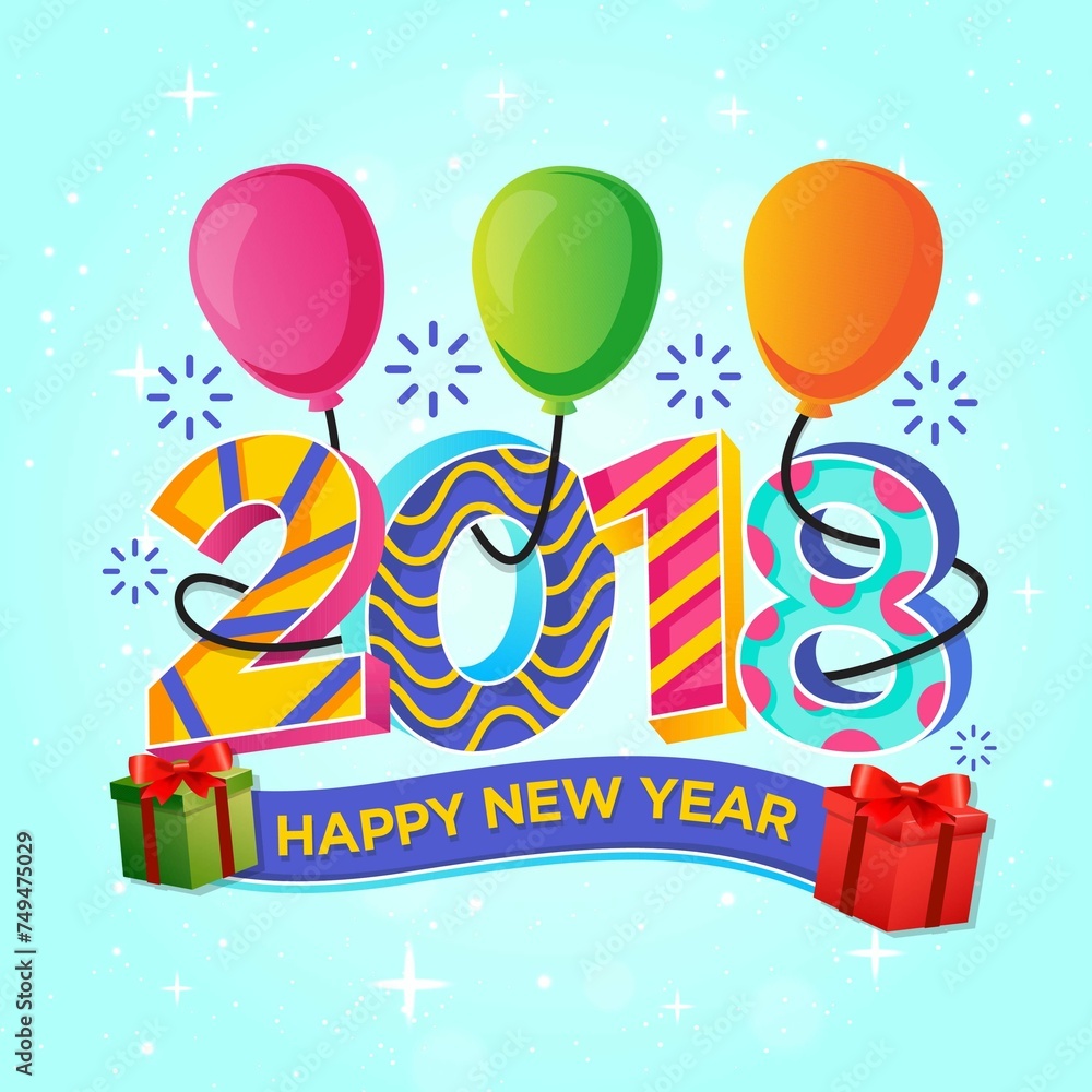 Modern Happy New Year 2018 Celebration Card 4