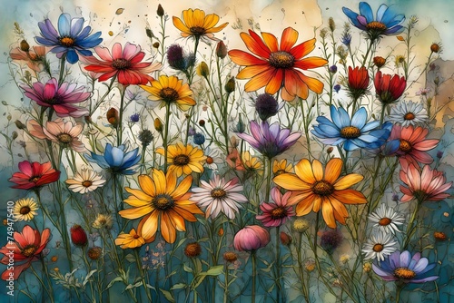 flowers in the field generated by AI technology