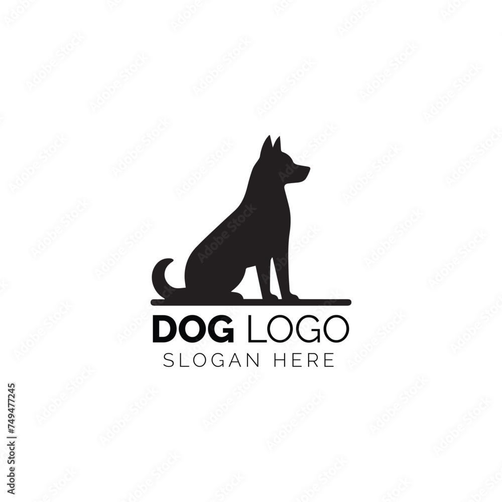 Silhouette of a dog with text 'DOG LOGO'
