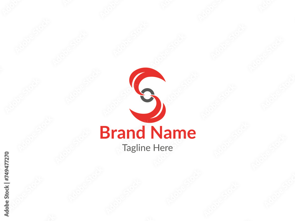 S logo. S letter. Initial letter S Red and gray. S letter logo design. 
