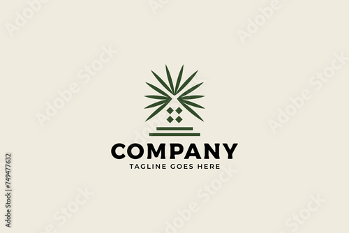 palm tree diamond and stage modern concept logo for boutique and architect business brand identity