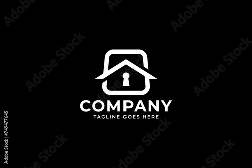 home lock security modern logo for real estate and security business brand identity