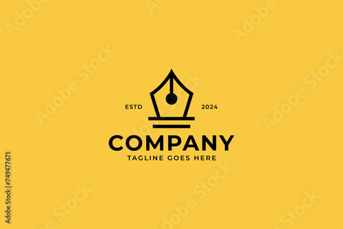 art pen home shape logo for entertainment and community business brand identity