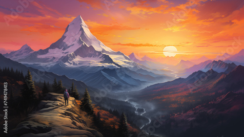 Sunrise Splendor Over Pristine Mountain Peaks