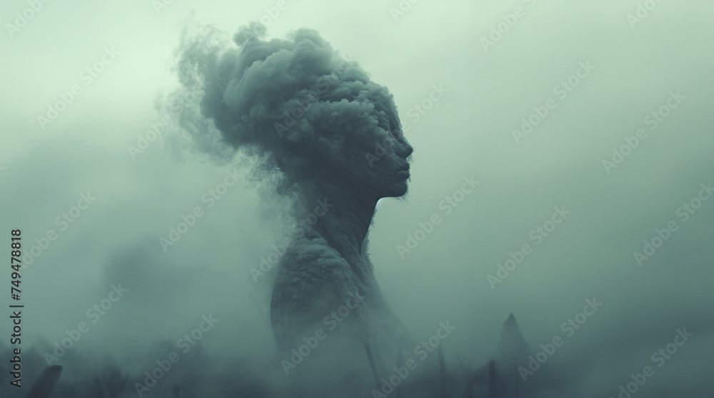 Monstrous Smoke Formation on City Street, Surreal Menace created with Generative AI technology